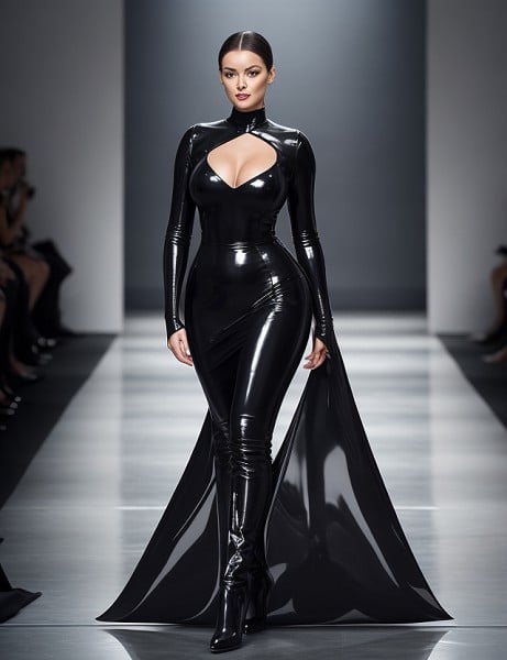Latex Evening Gown on catwalk